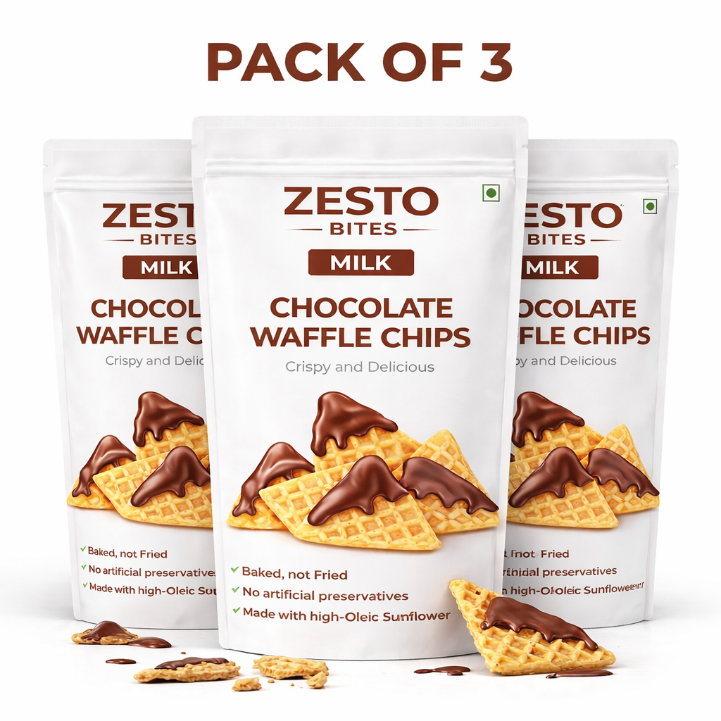 PACK OF 3 - MILK CHOCOLATE WAFFLE CHIPS - 3 × 60g