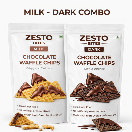 MILK - DARK COMBO (CHOCOLATE WAFFLE CHIPS) - 2 × 60g