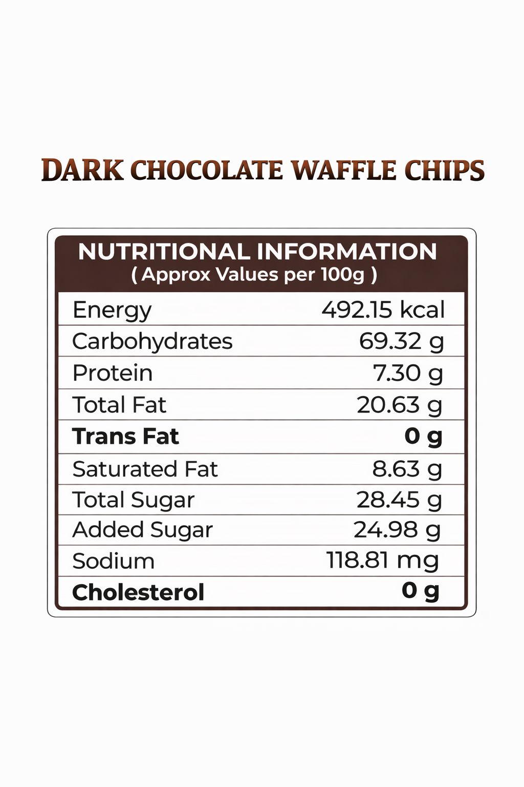 DARK CHOCOLATE WAFFLE CHIPS - 60g