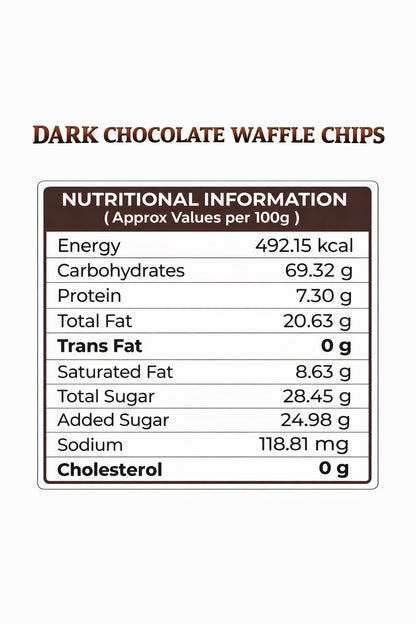 DARK CHOCOLATE WAFFLE CHIPS - 60g